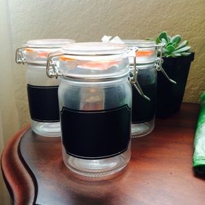 *SOLD* NIB Three Chalkboard Jar Organizing Set